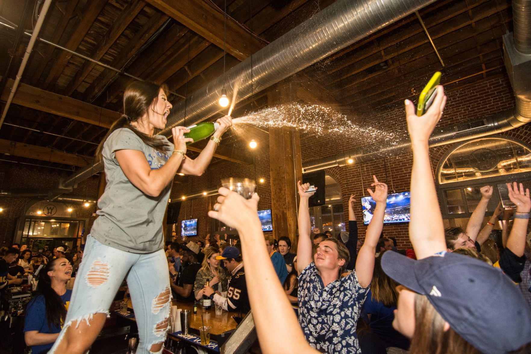 Blues Fans at Wheelhouse during Stanley Cup Final Game 7. Spons